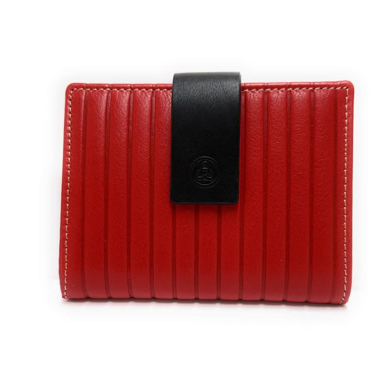 Billetero de Piel (11 X 8.5cm) monedero de clic Lugupell New Ecuador color Rojo